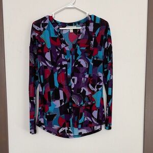 Dana Buchman Women’s Multicolor Abstract Blouse Small